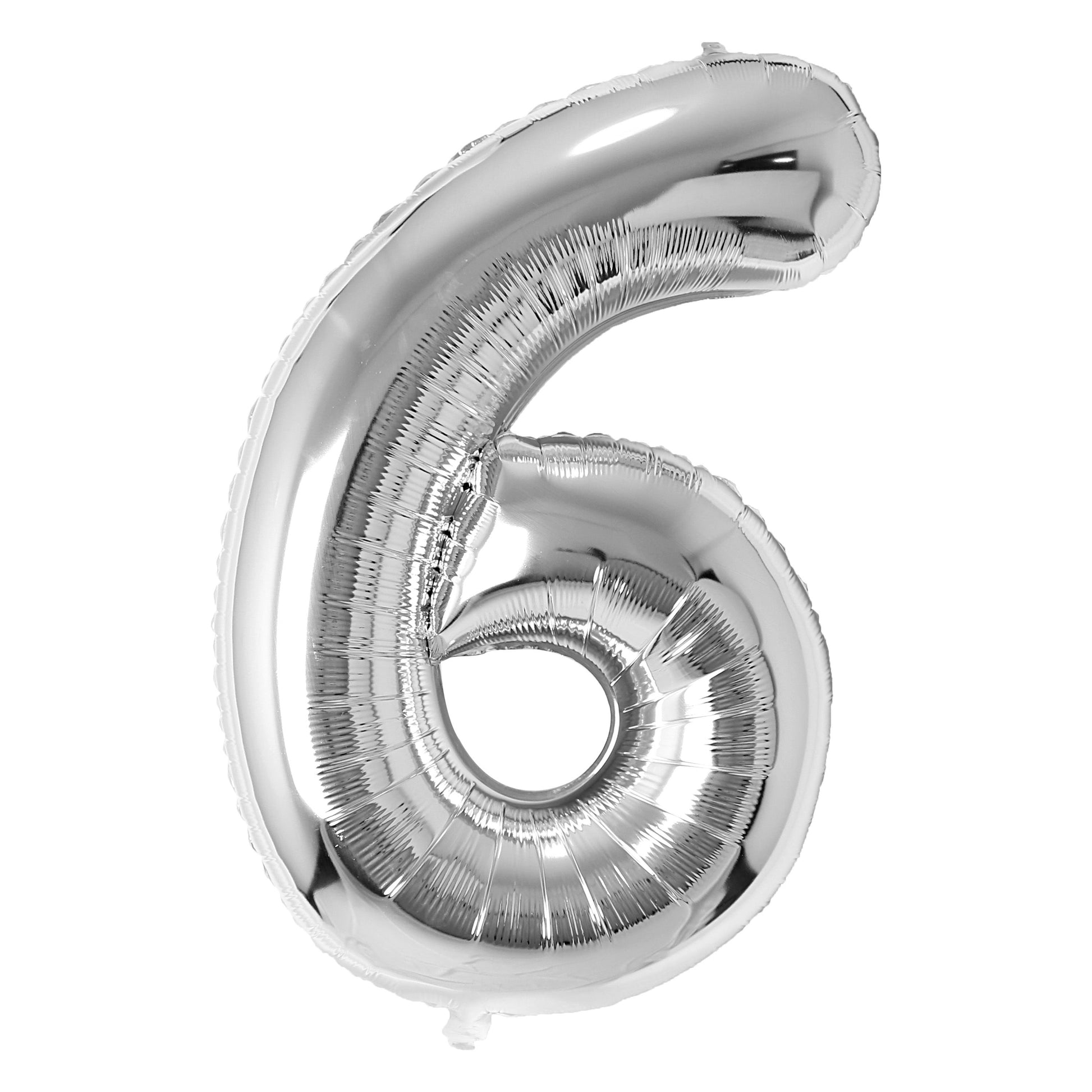 Silver number 6 balloon on a white background